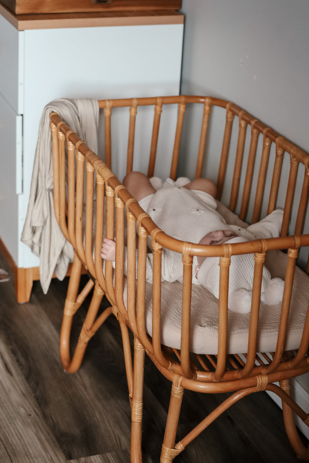 Lola Handcrafted rattan bassinet + Mattress