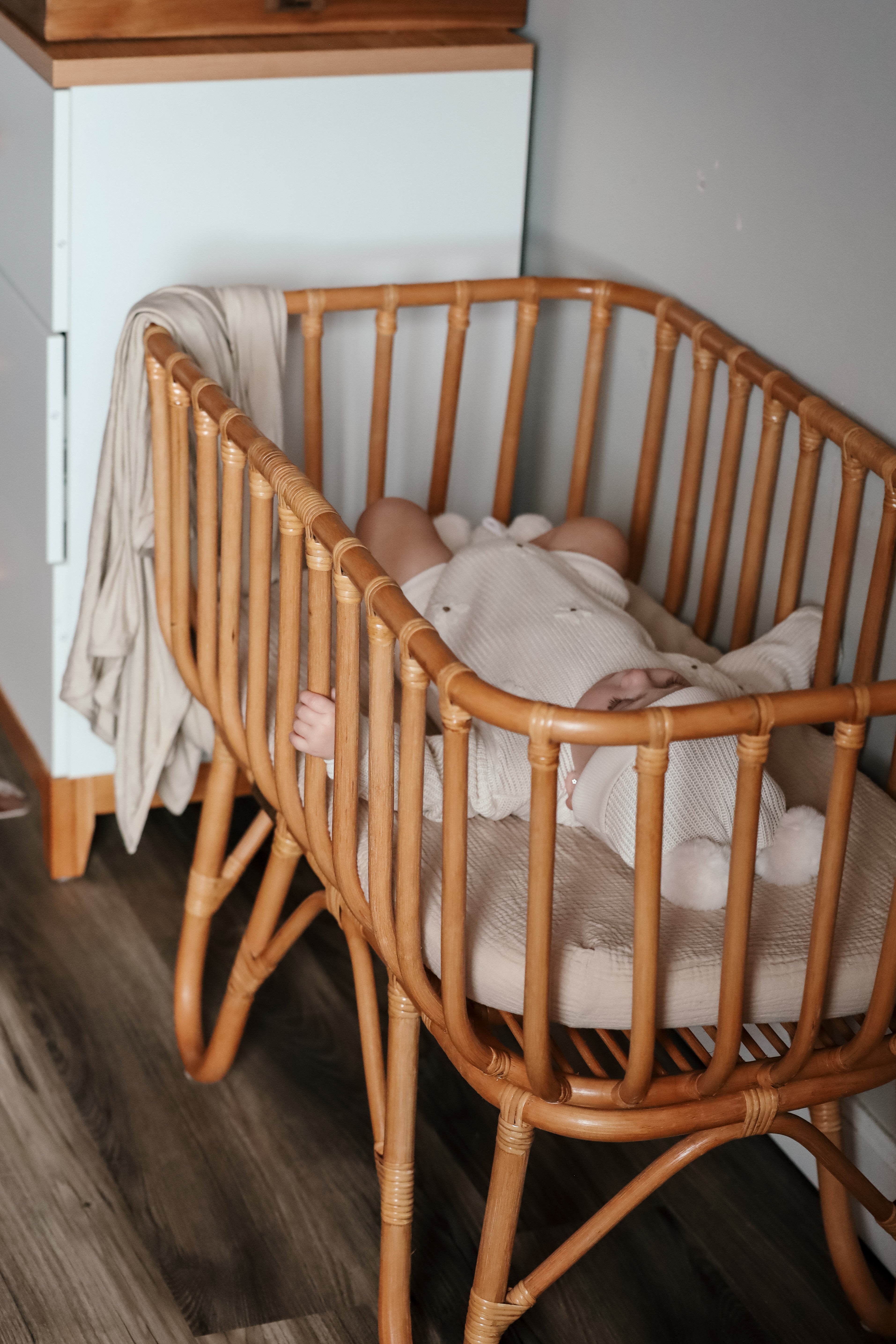 Lola Handcrafted rattan bassinet + Mattress