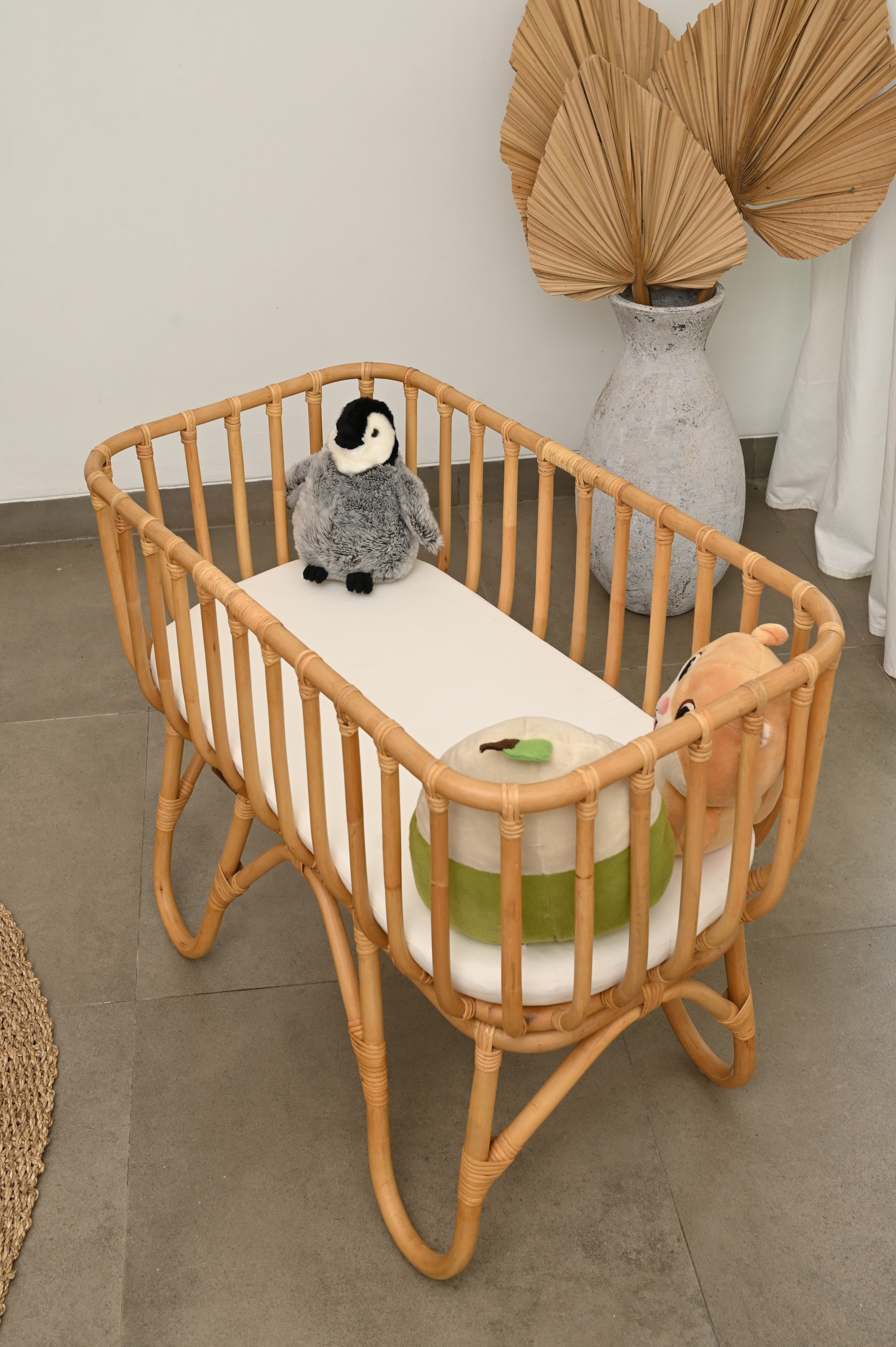 Lola Handcrafted rattan bassinet + Mattress